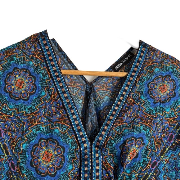 MiracleSuit Danube Bleu Tassel Tunic Caftan Cover Up Women’s Small Blue Mosaic - Picture 5 of 13